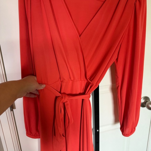 Lauren Ralph Lauren Orange Long-Sleeve Shavilya Jersey Dress 14P Career Cocktail - Picture 5 of 11